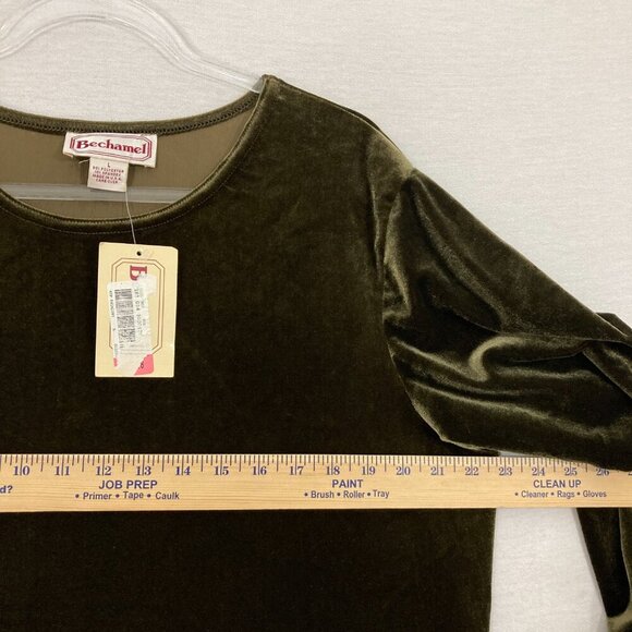 New Bechamel Velvet Stretch Pullover Top Large Round Neck Long Sleeve - Picture 6 of 9